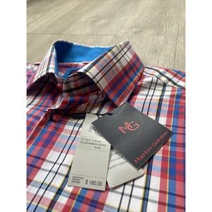 Martin Gordon Designer Dress Shirt Men's 2X XXL Plaid Button Down New